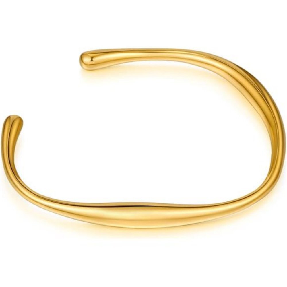 Elegant Teardrop Gold Cuff Bracelet Adjustable 18K Plated